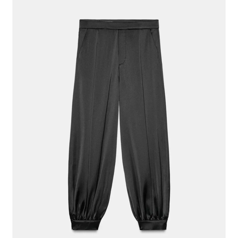 Zara BALLOON SATIN PANTS BLACK